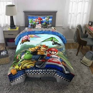 Franco Super Mario Kart Kids Super Soft Comforter & 4 piece Sheet Set Twin Size